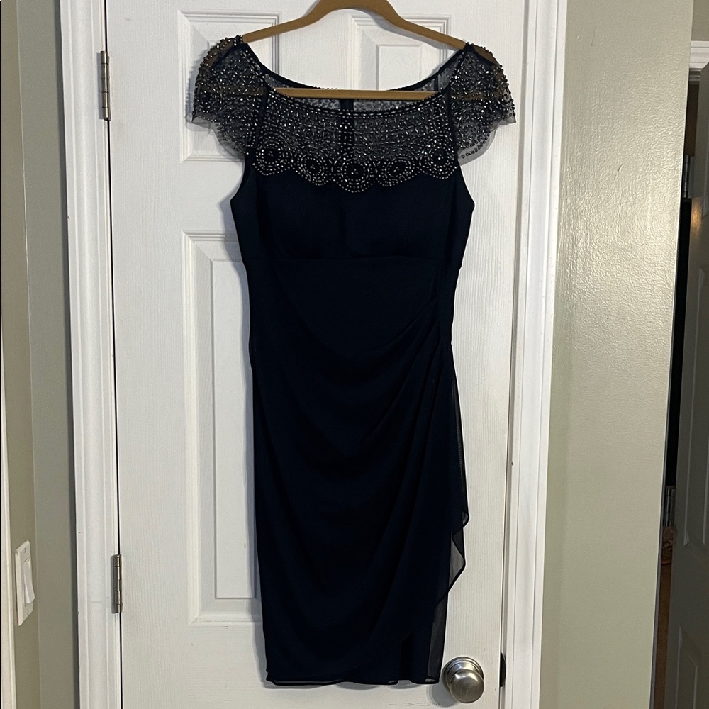 Elegant Blue Beaded Dress